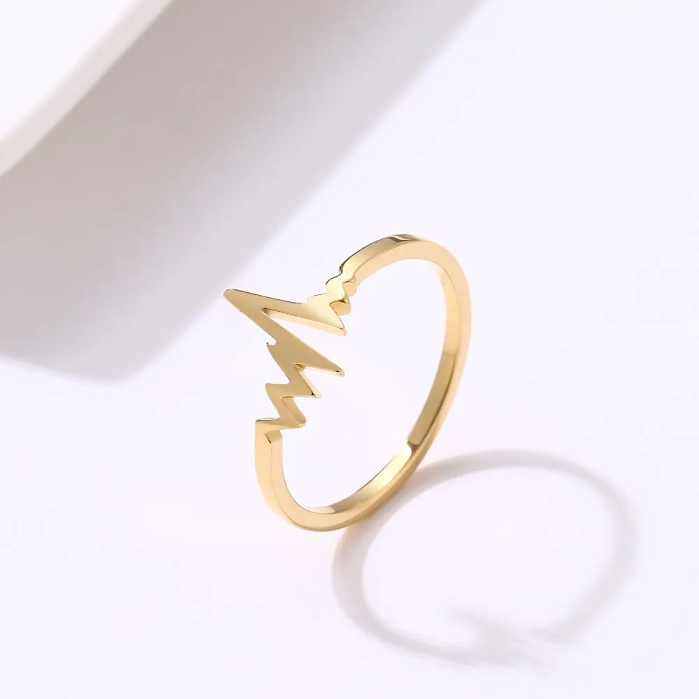 Heartbeat Wave Gold & Silver Plated Rings