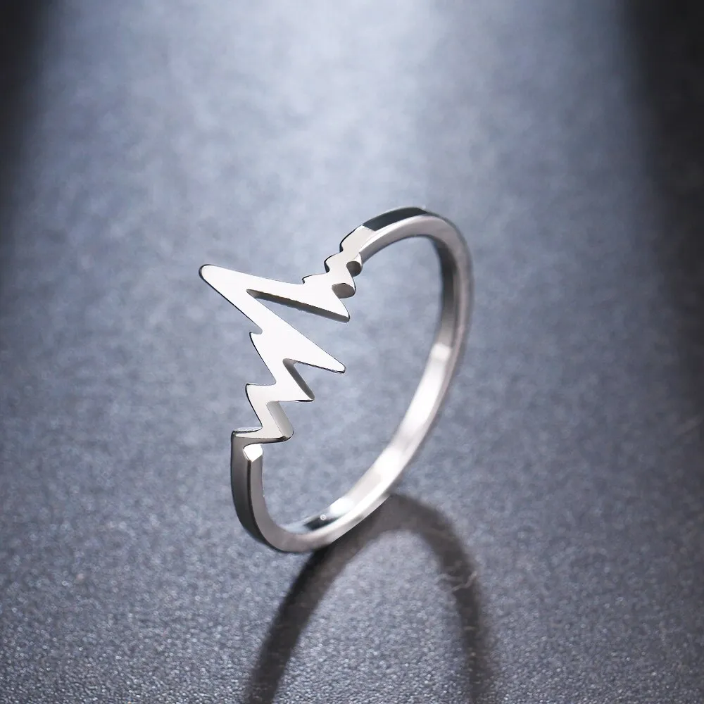 Heartbeat Wave Gold & Silver Plated Rings