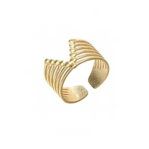 Hollow Letter V Shaped Gold Rings JLTR0384