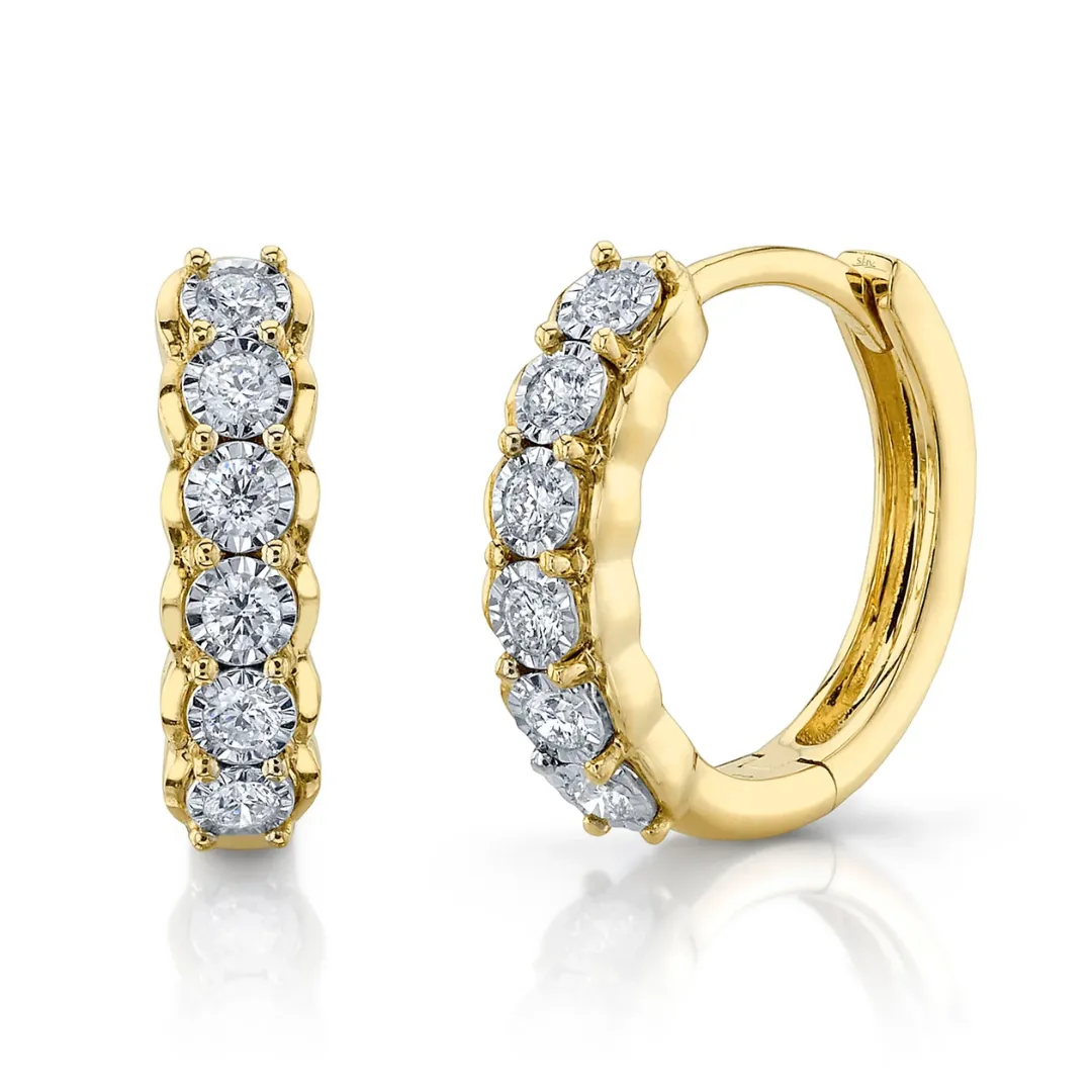 Illusion Diamond Huggie Hoop Earrings