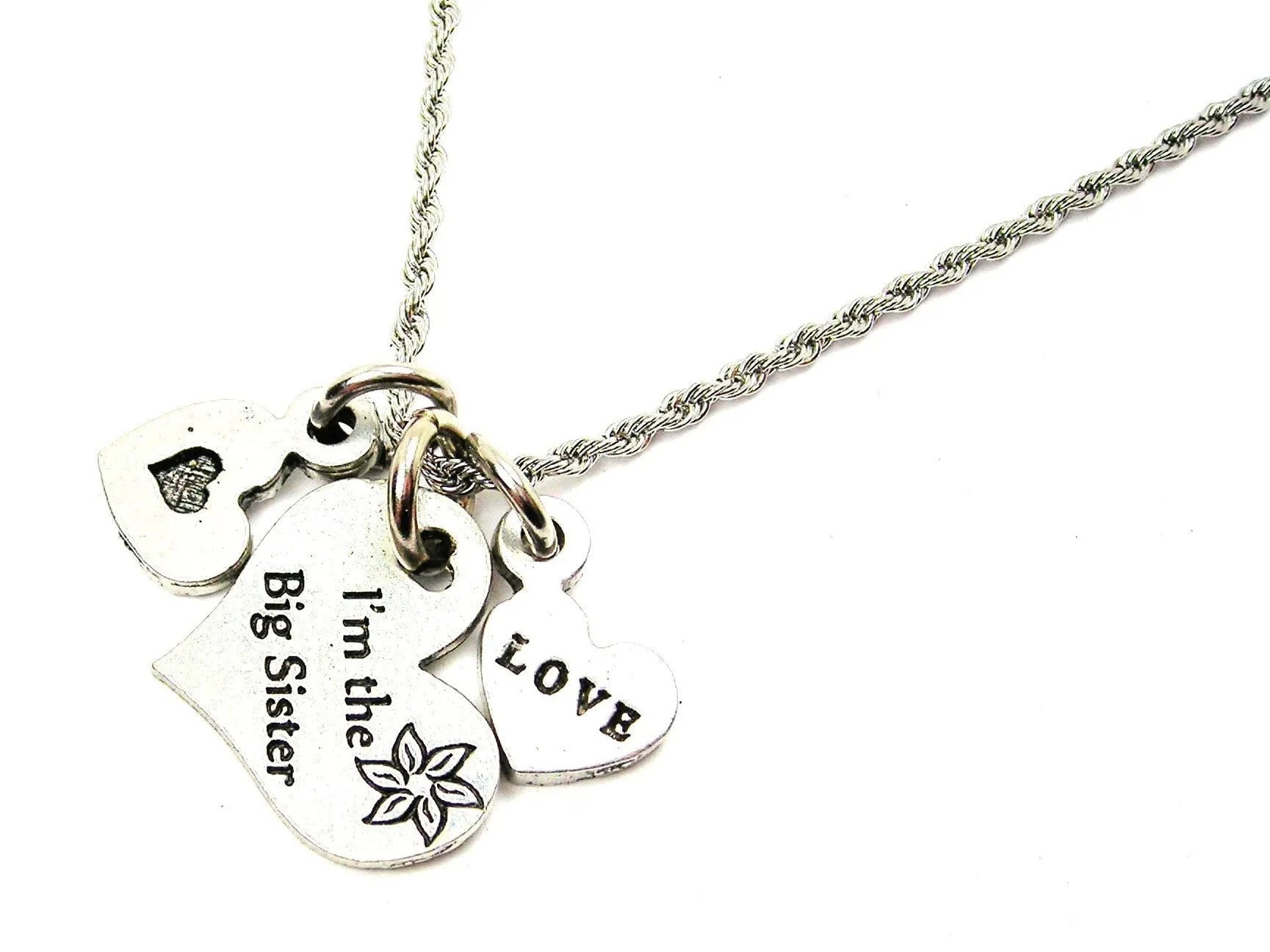 I'm The Big Sister Heart Stainless Steel Rope Chain Necklace