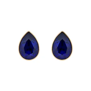 Indigo Pear Crystal Clip Earrings