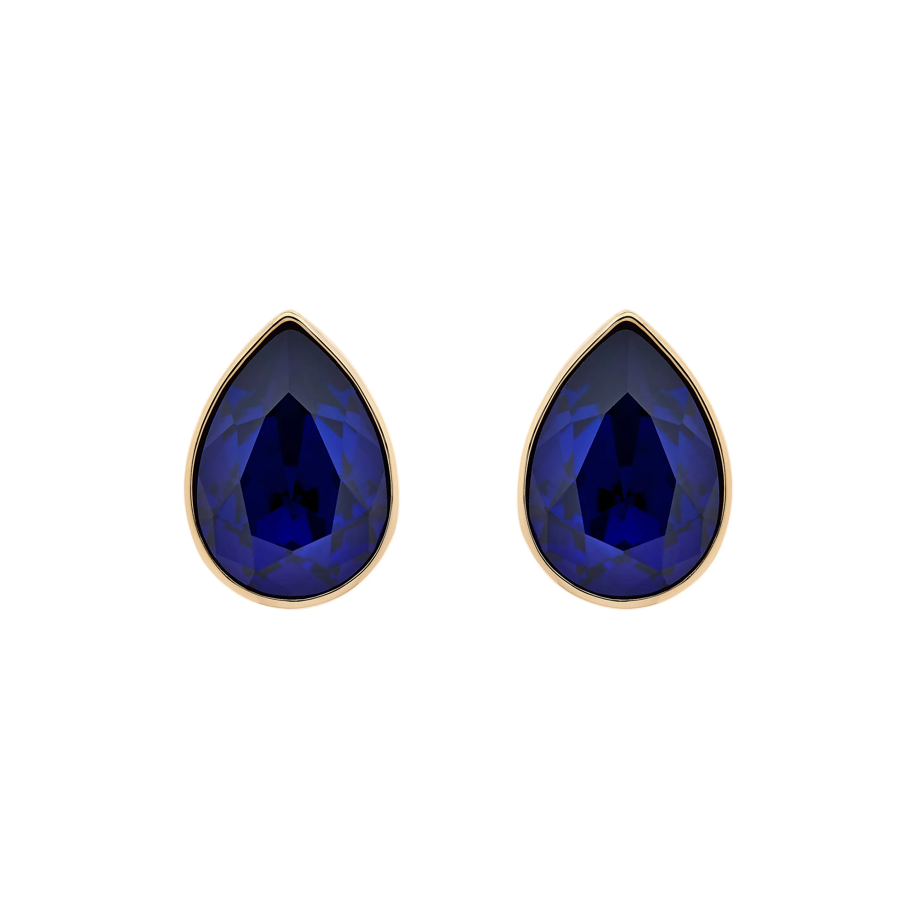 Indigo Pear Crystal Clip Earrings