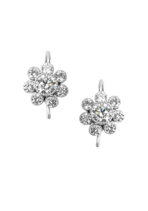 Katharine James 18KWG Flower Cluster Diamond Drop Earrings