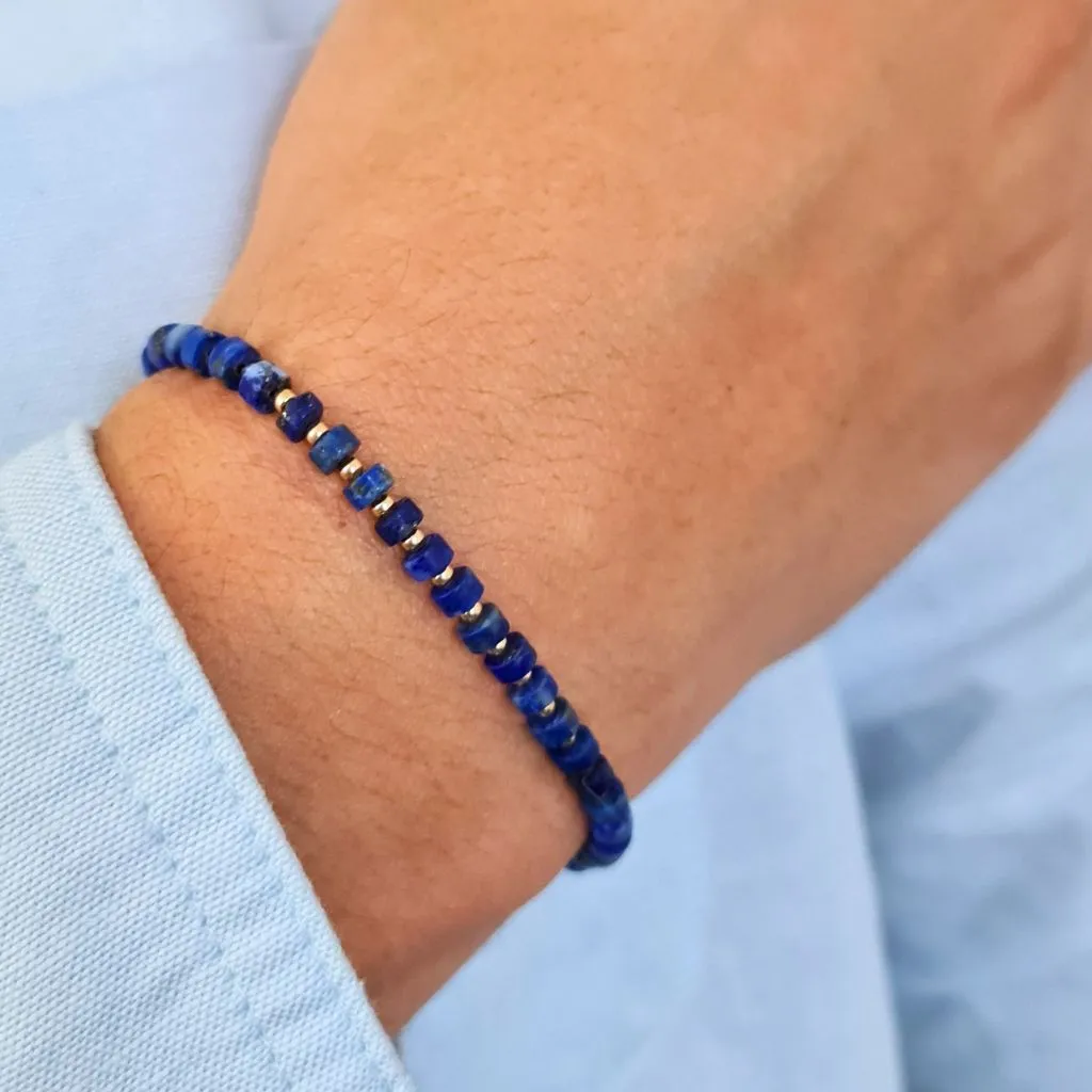 Lapis Lazuli & 14K Gold Minimalist Bracelet