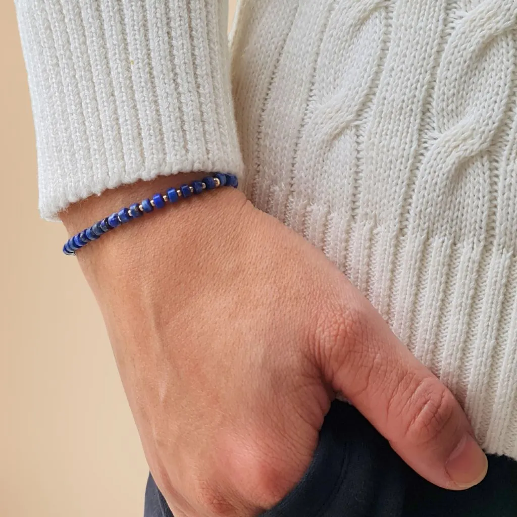 Lapis Lazuli & 14K Gold Minimalist Bracelet