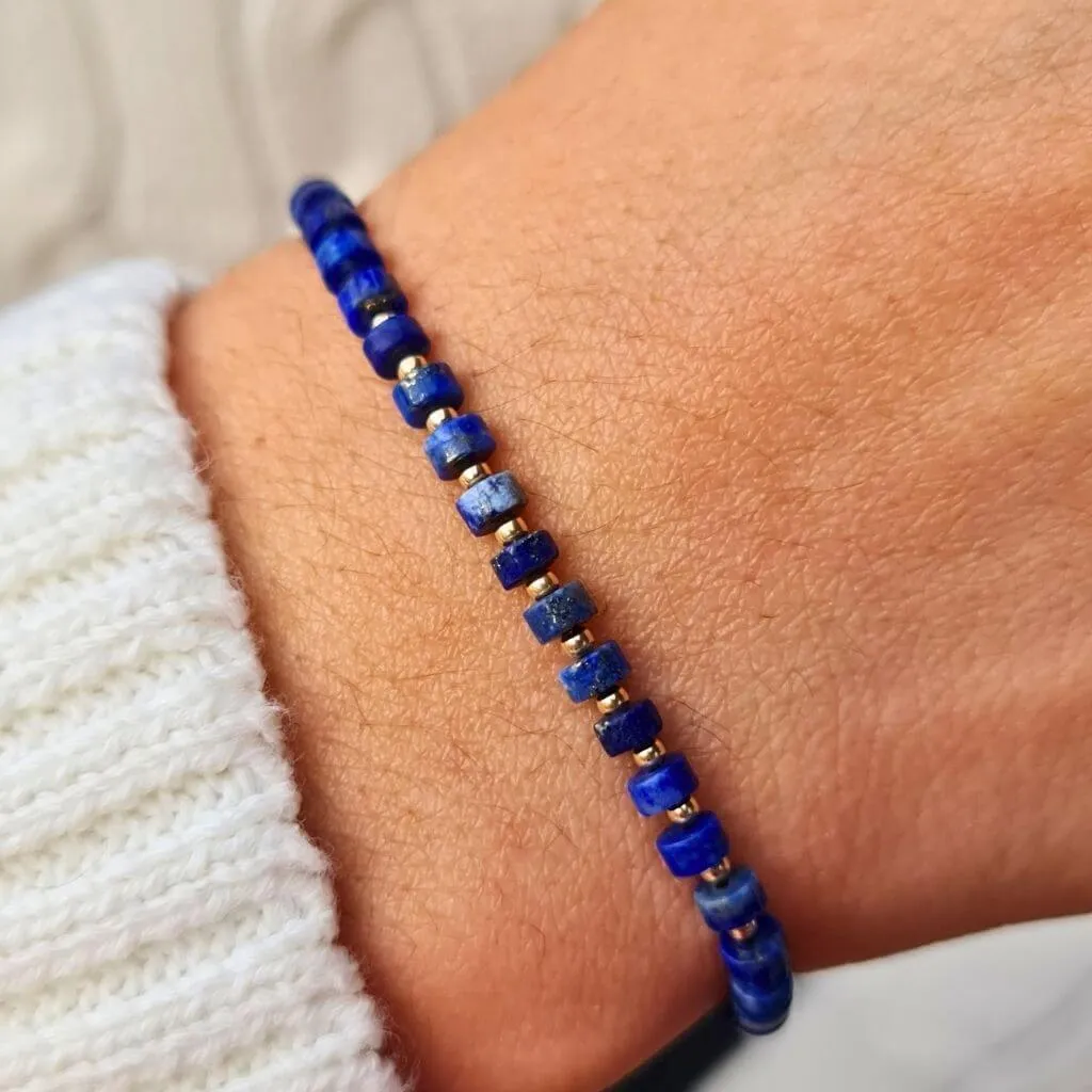 Lapis Lazuli & 14K Gold Minimalist Bracelet