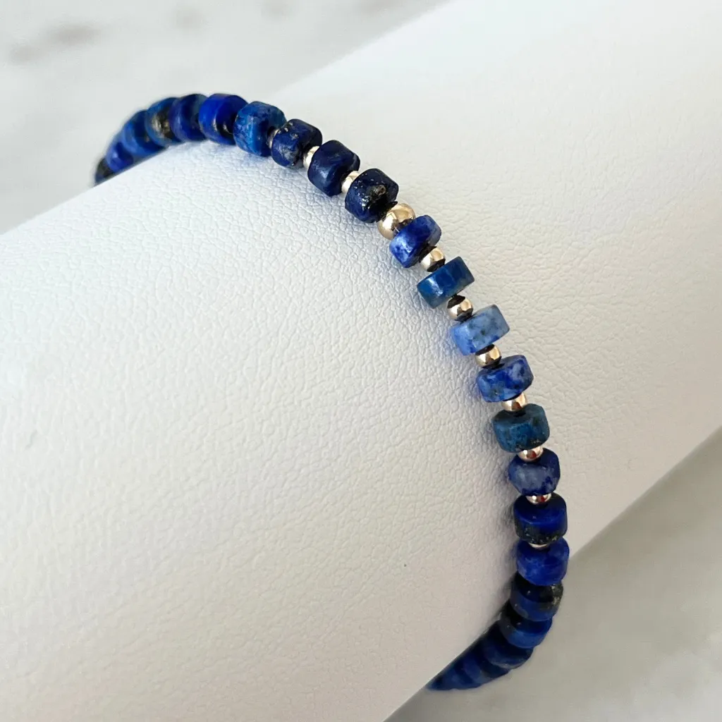 Lapis Lazuli & 14K Gold Minimalist Bracelet