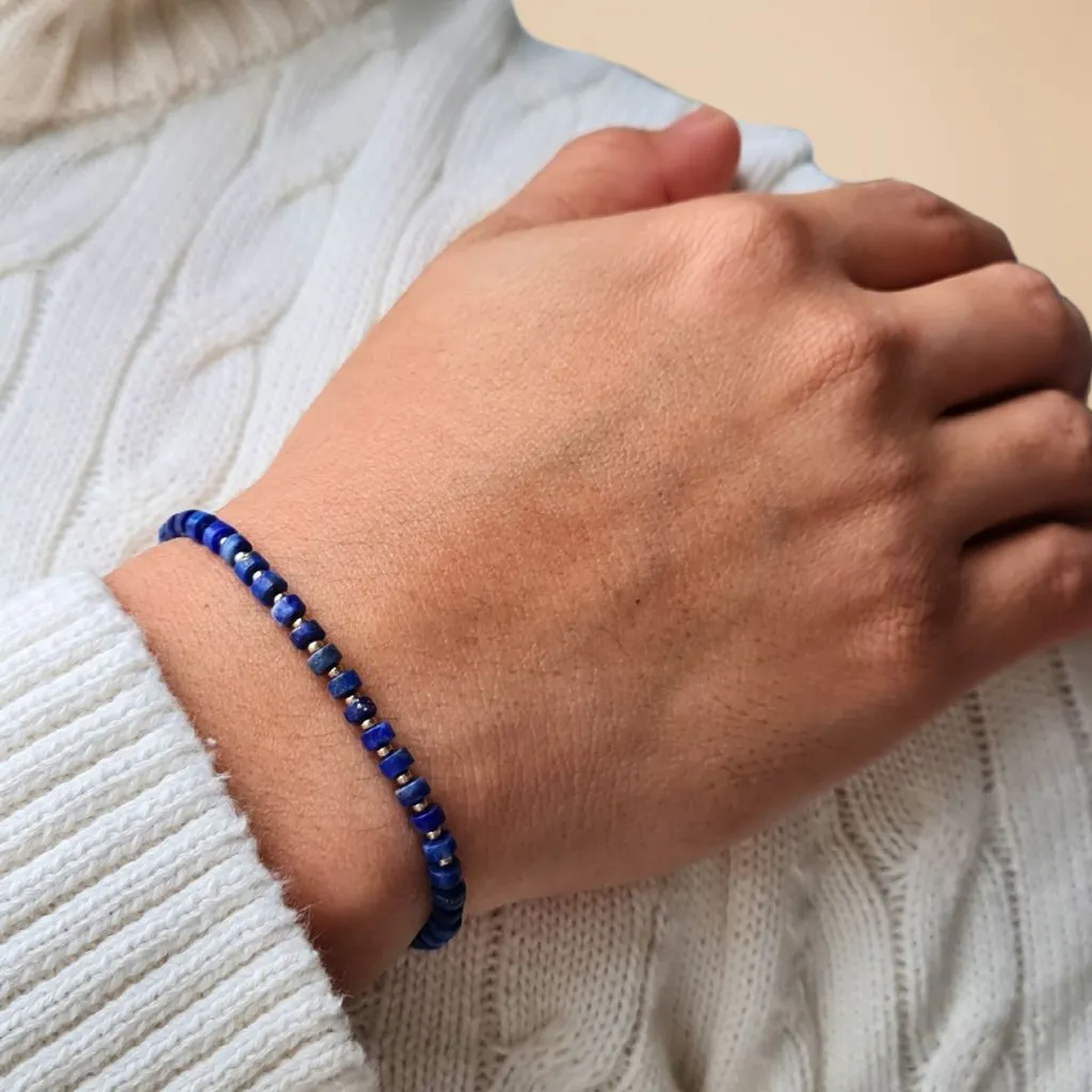 Lapis Lazuli & 14K Gold Minimalist Bracelet