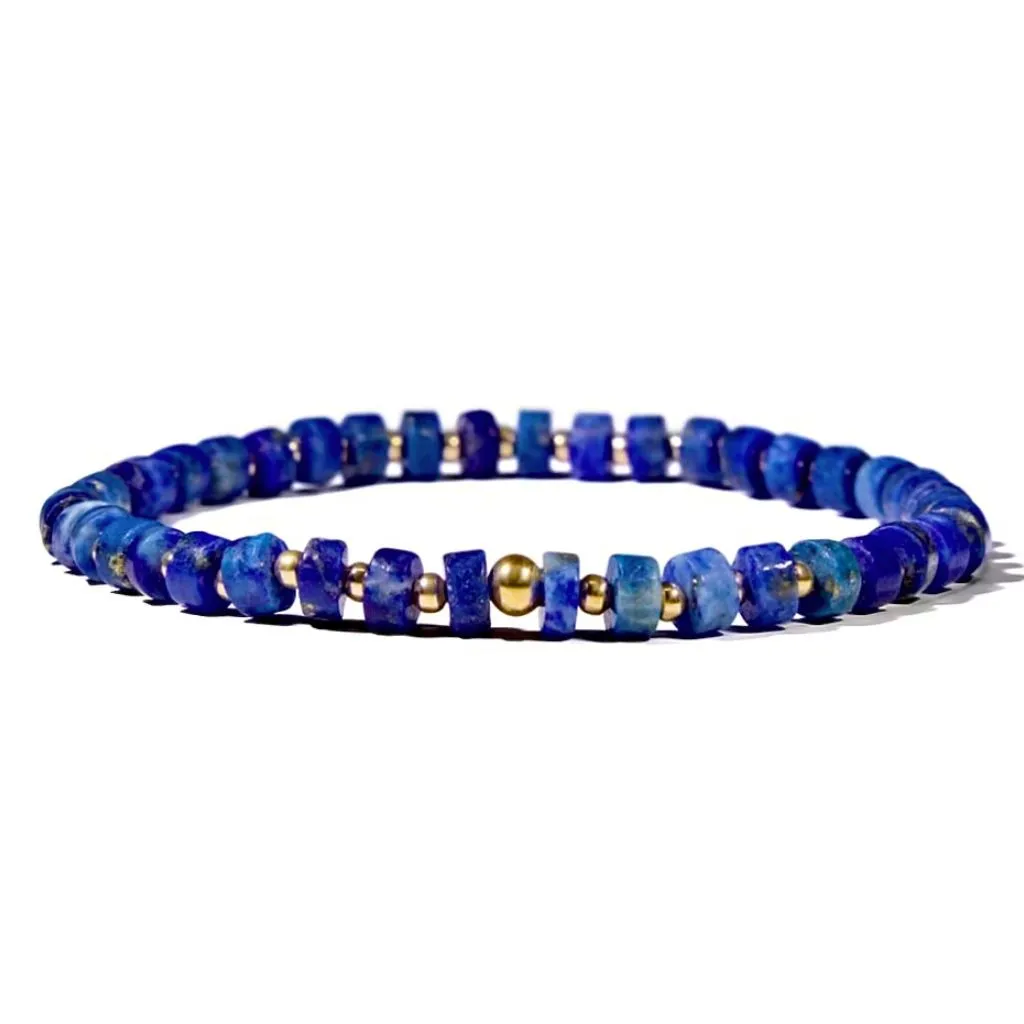 Lapis Lazuli & 14K Gold Minimalist Bracelet