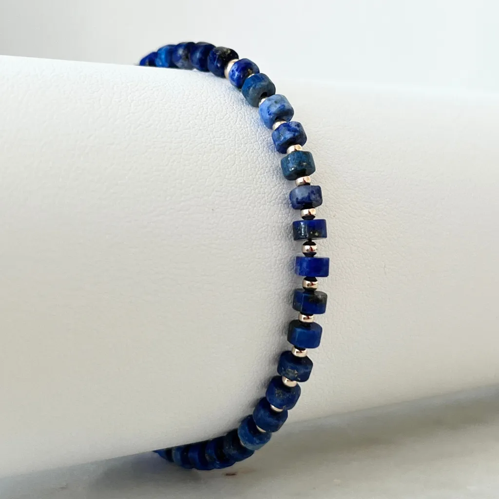 Lapis Lazuli & 14K Gold Minimalist Bracelet