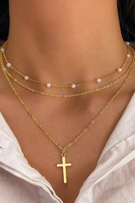 Layered Cross Necklace