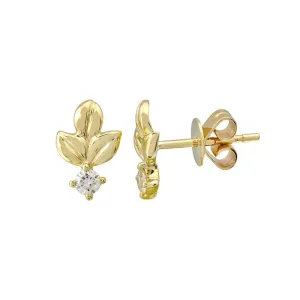 Leaf Diamond Stud Earrings