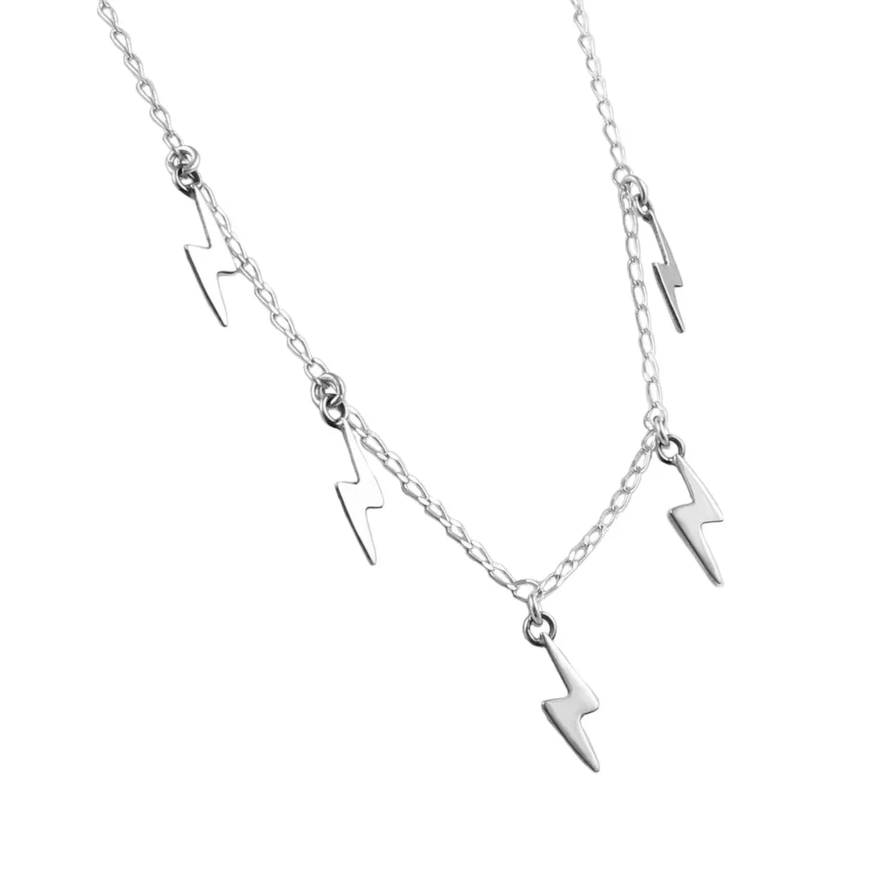 Lightening Bolt 925 Silver Chain Necklace