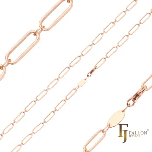 Long paperclip elegant link chains plated in Rose Gold