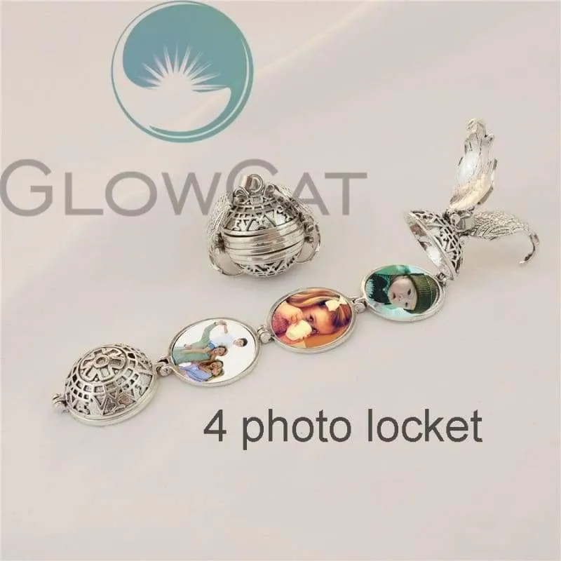 Magic 4 Photo Pendant Memory Floating Locket Necklace Angel Wings Flash Box Fashion Album Box Necklaces