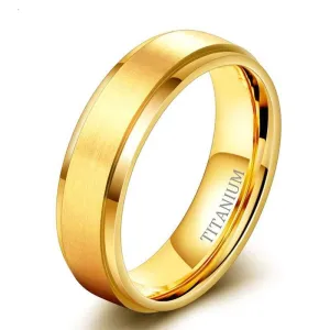 Men's Brushed Yellow Gold Titanium Wedding Band