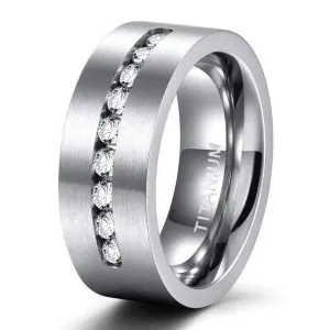 Men's Created Diamond 8mm Titanium Wedding Band