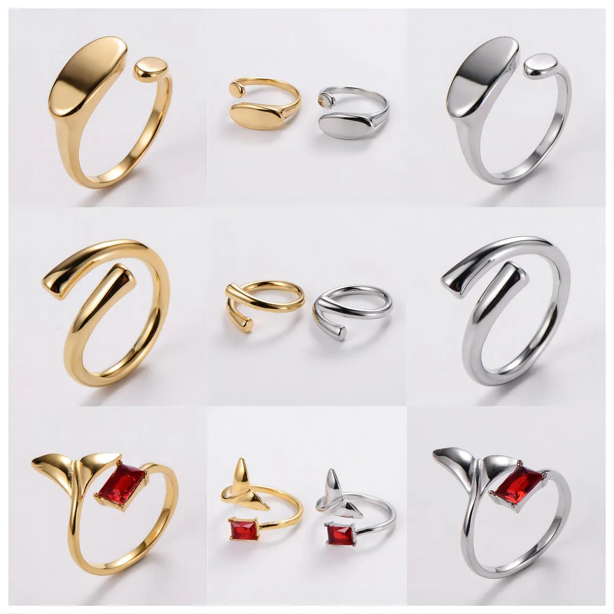 Minimalist Chinese Zodiac Animal Titanium Steel Electroplating Rings