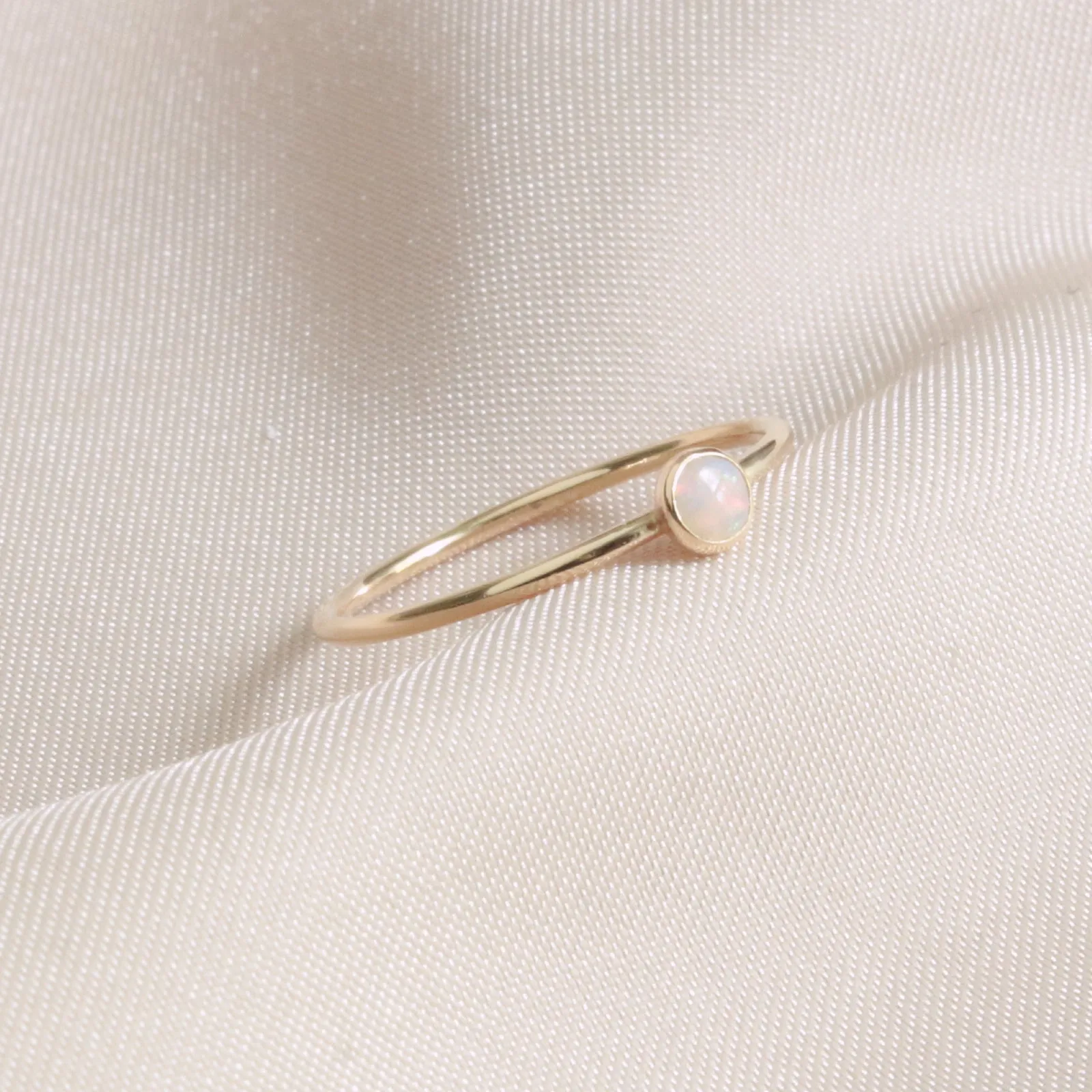 Minimalist Opal Gold or Sterling Silver 3mm Ring