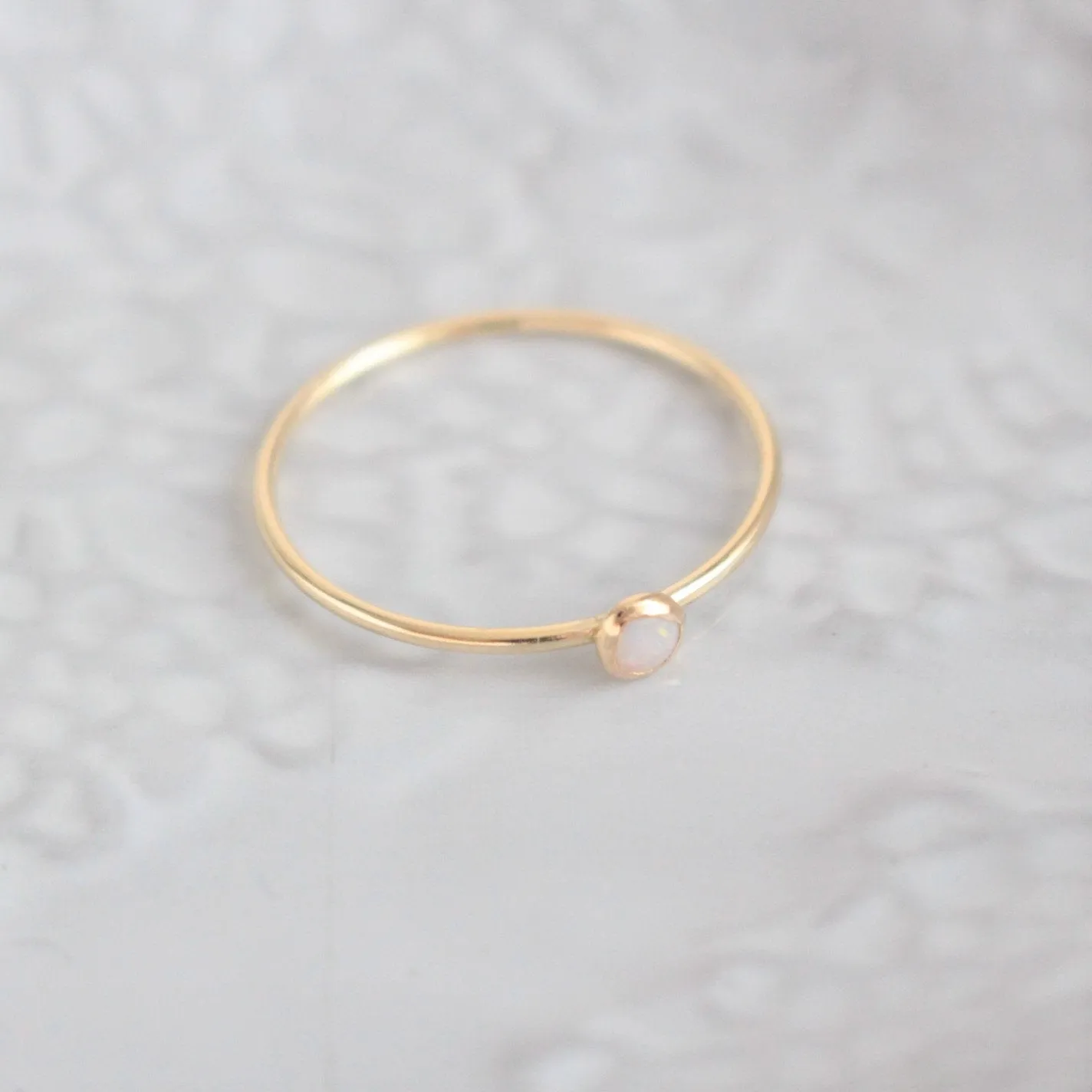 Minimalist Opal Gold or Sterling Silver 3mm Ring