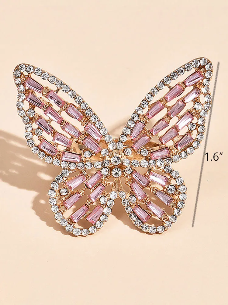 Minimalist Rhinestone Butterfly Rings