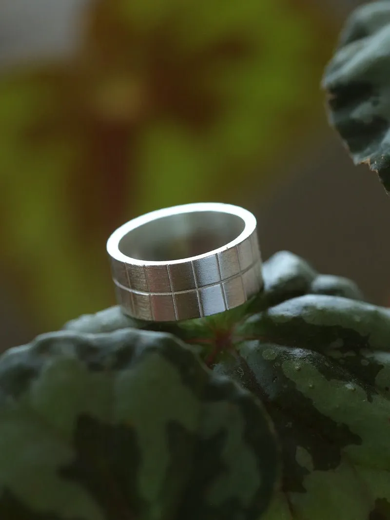 Minimalist Silver 925 Matte Wide Face Ring