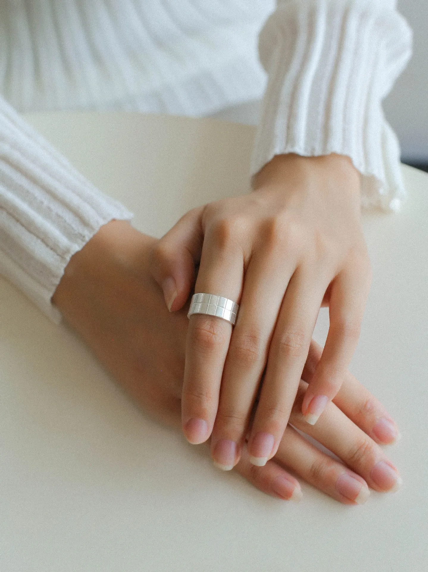 Minimalist Silver 925 Matte Wide Face Ring