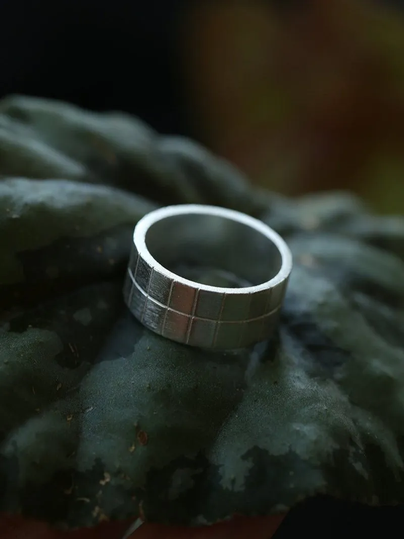 Minimalist Silver 925 Matte Wide Face Ring