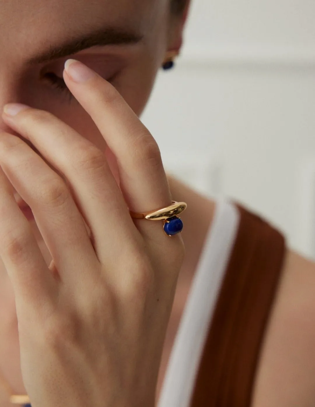 Minimalist Sterling Silver Lapis Lazuli Ring