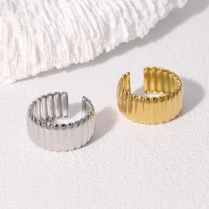 Minimalist Stripe Geometric Stainless Steel Electroplating Rings