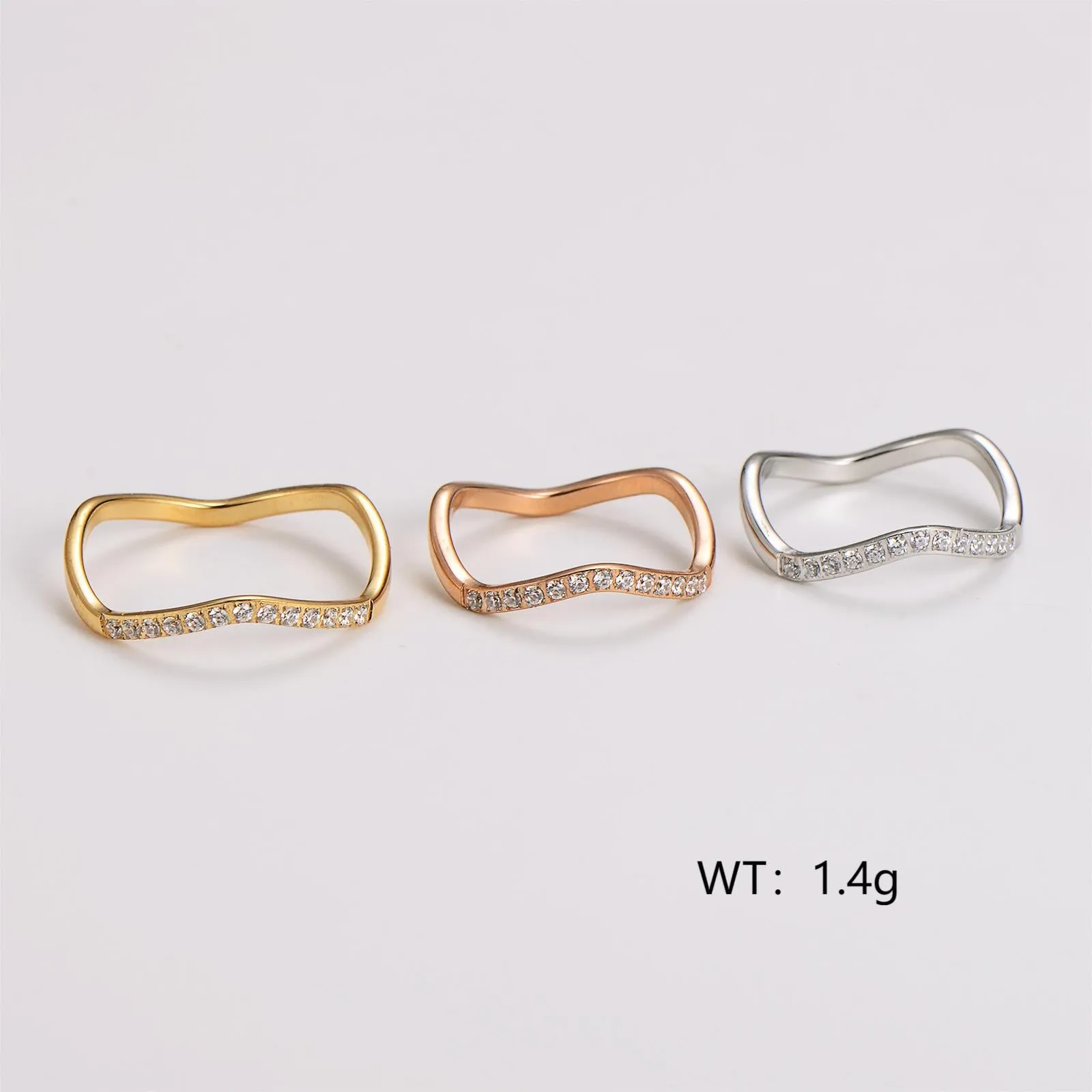 Minimalist Stripe Wave Stainless Steel Electroplating Rings