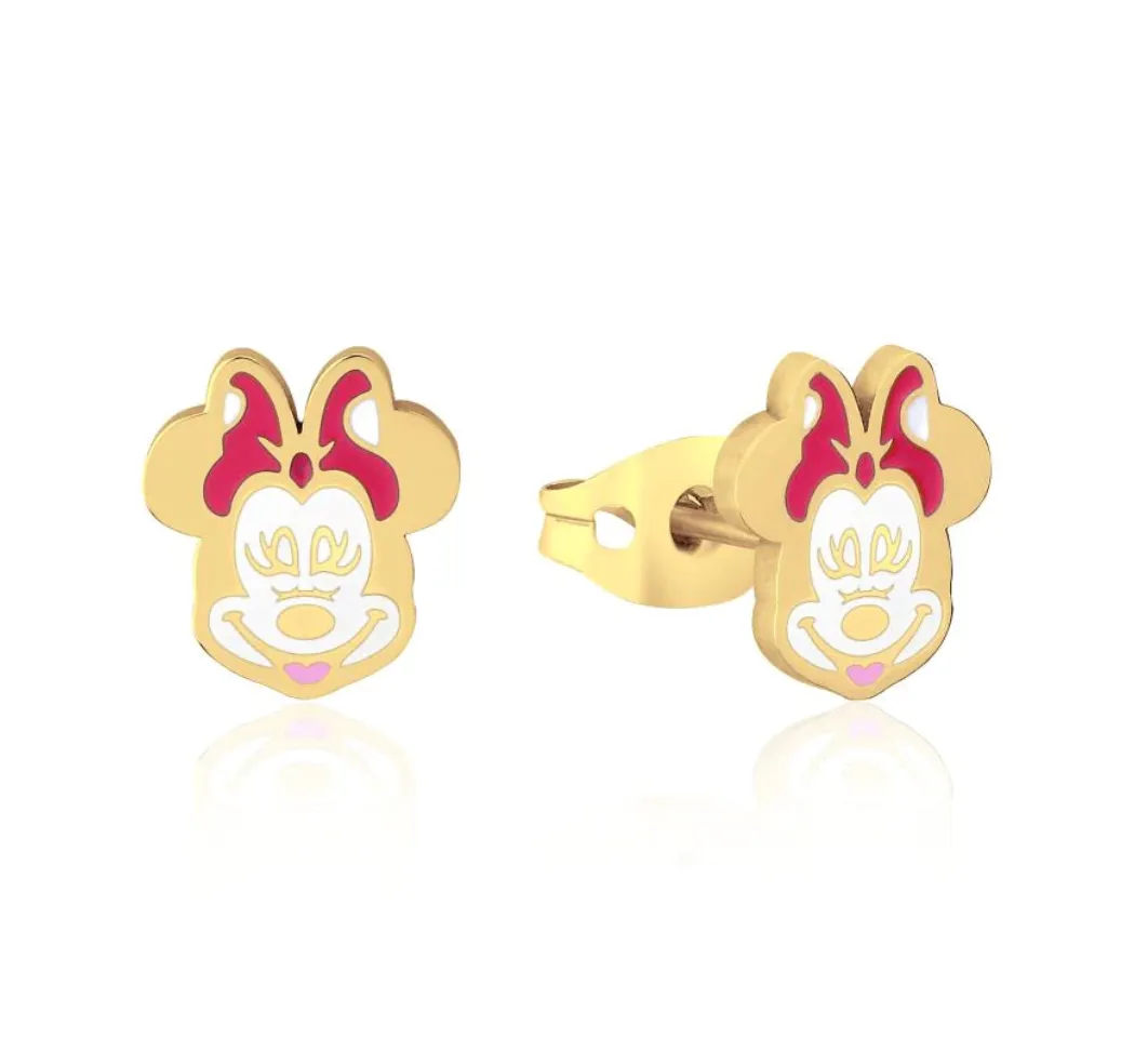 Minnie Mouse Gold Enamel - Necklace & Earring