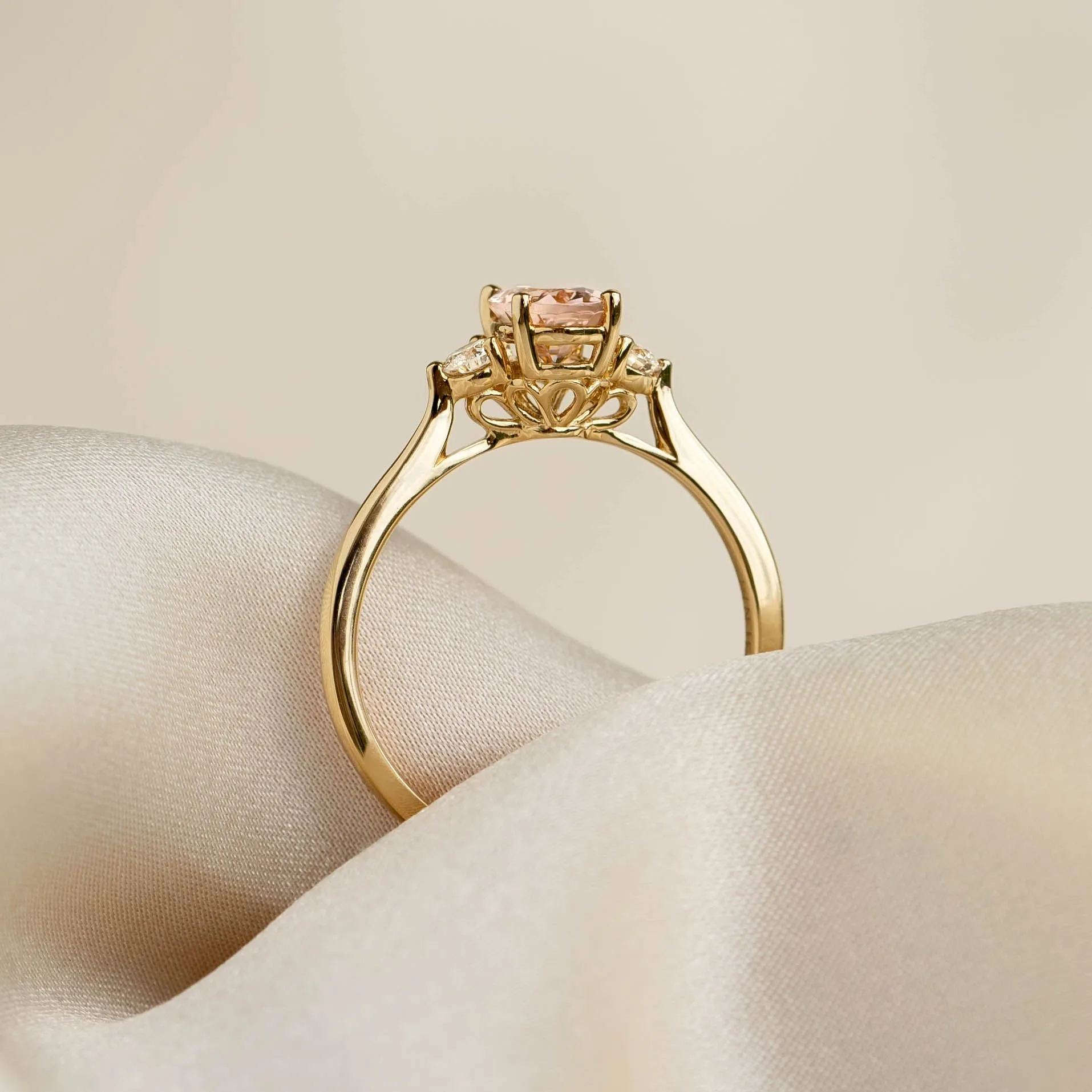 Morganite and Diamond Ring 14k Gold - Kindra