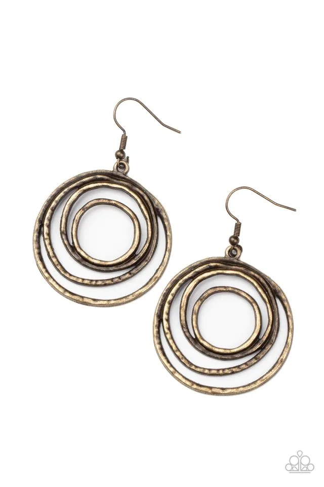 Paparazzi Earring ~ Spiraling Out of Control - Brass