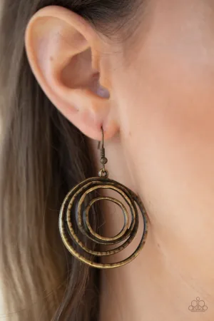 Paparazzi Earring ~ Spiraling Out of Control - Brass