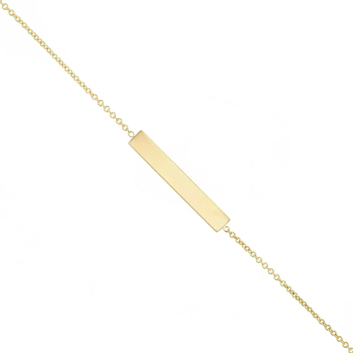 Personalised Horizontal Bar 7" - 7.5" Bracelet | 9K Yellow Gold