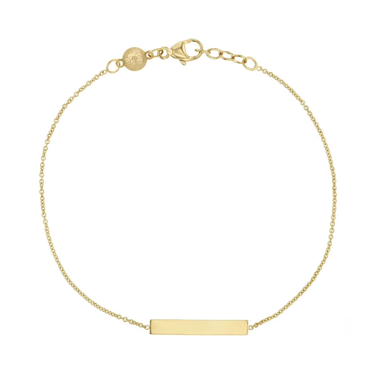 Personalised Horizontal Bar 7" - 7.5" Bracelet | 9K Yellow Gold