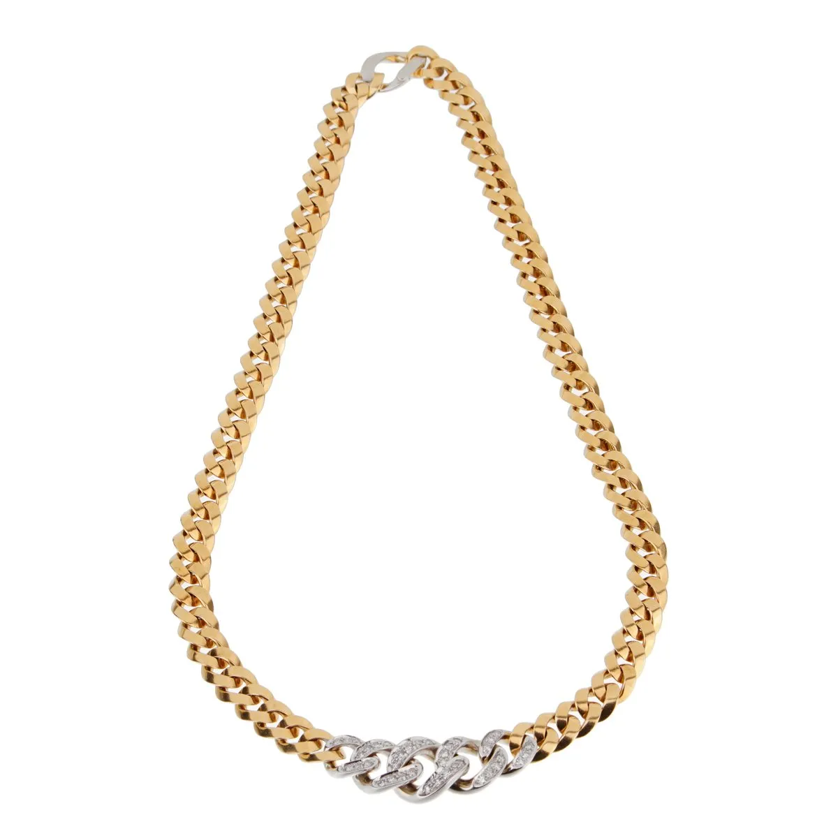 Pomellato Curb Link Diamond Gold Necklace