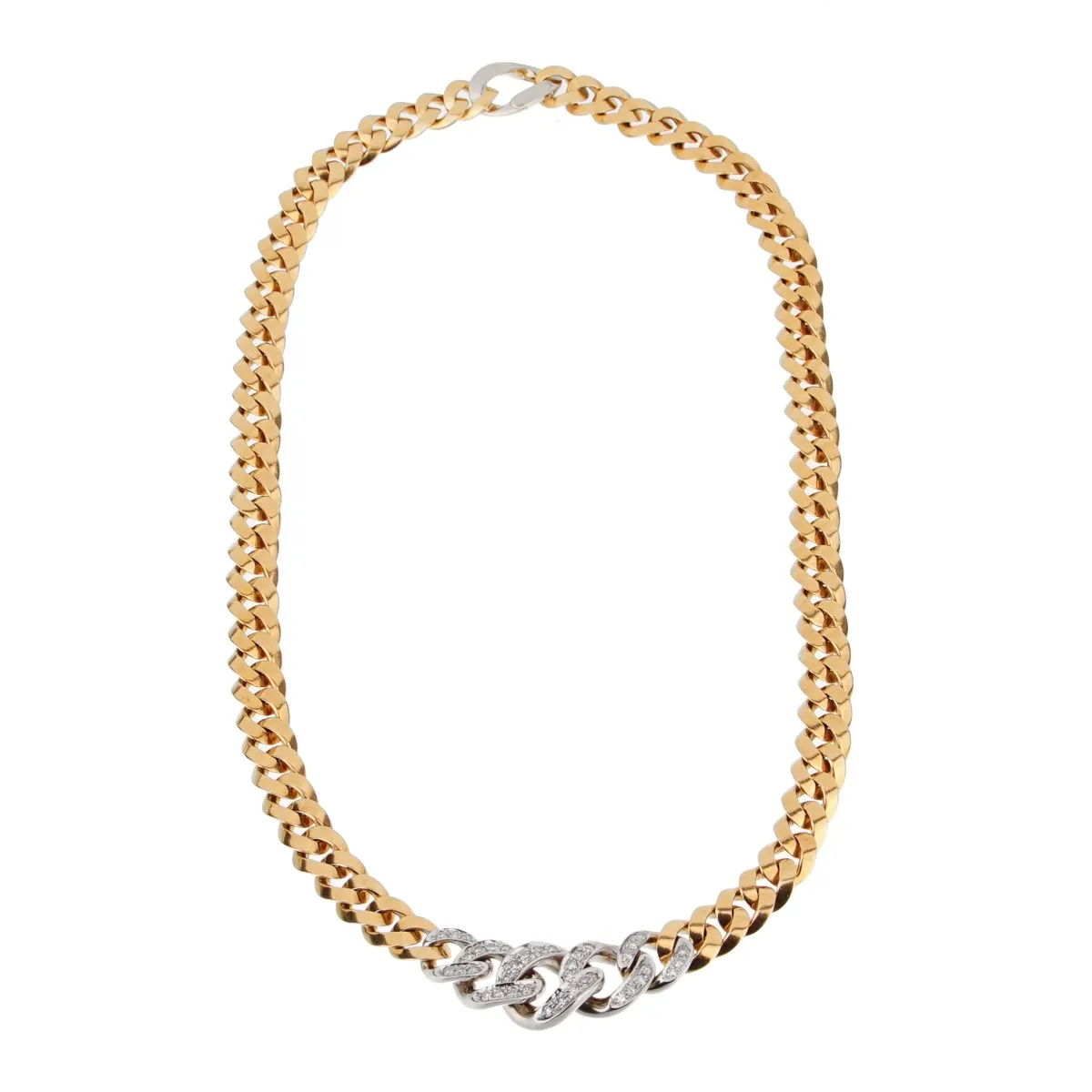 Pomellato Curb Link Diamond Gold Necklace