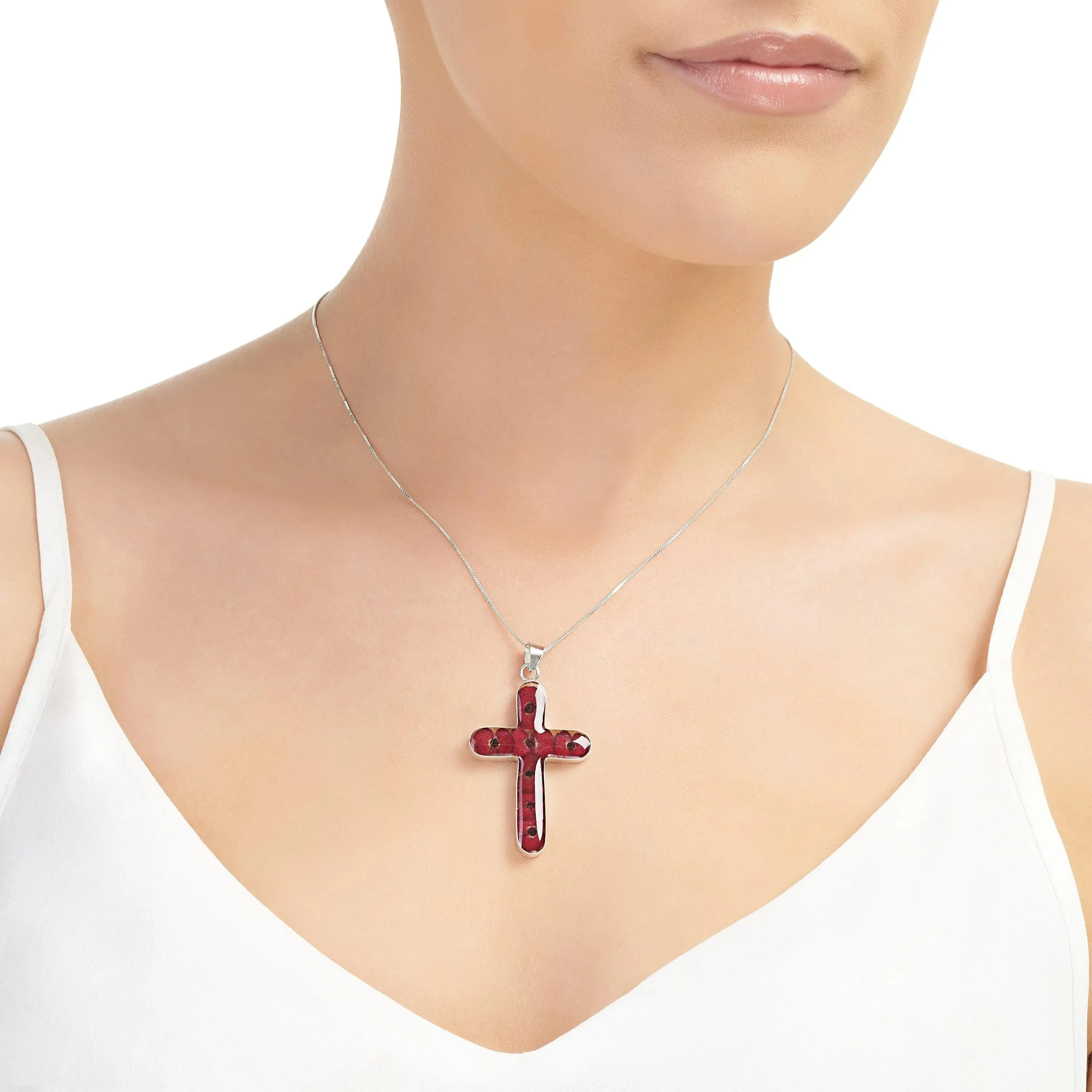 Poppy cross necklace by Shrieking Violet® Sterling silver Large Cross pendant