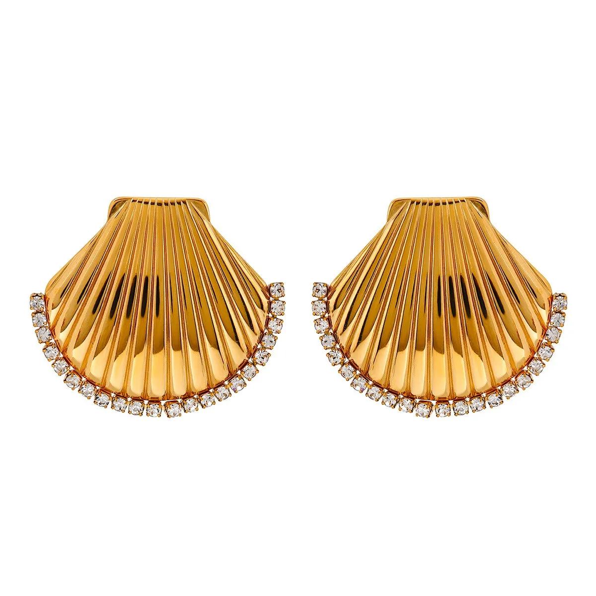 Pre Order:  Rhinestone Scallop Shell Earrings