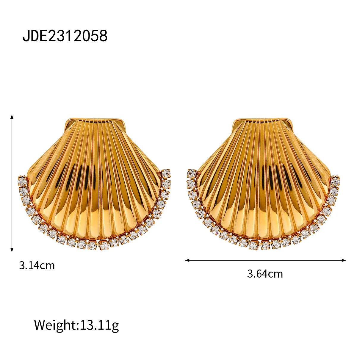 Pre Order:  Rhinestone Scallop Shell Earrings