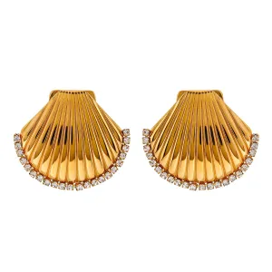 Pre Order:  Rhinestone Scallop Shell Earrings