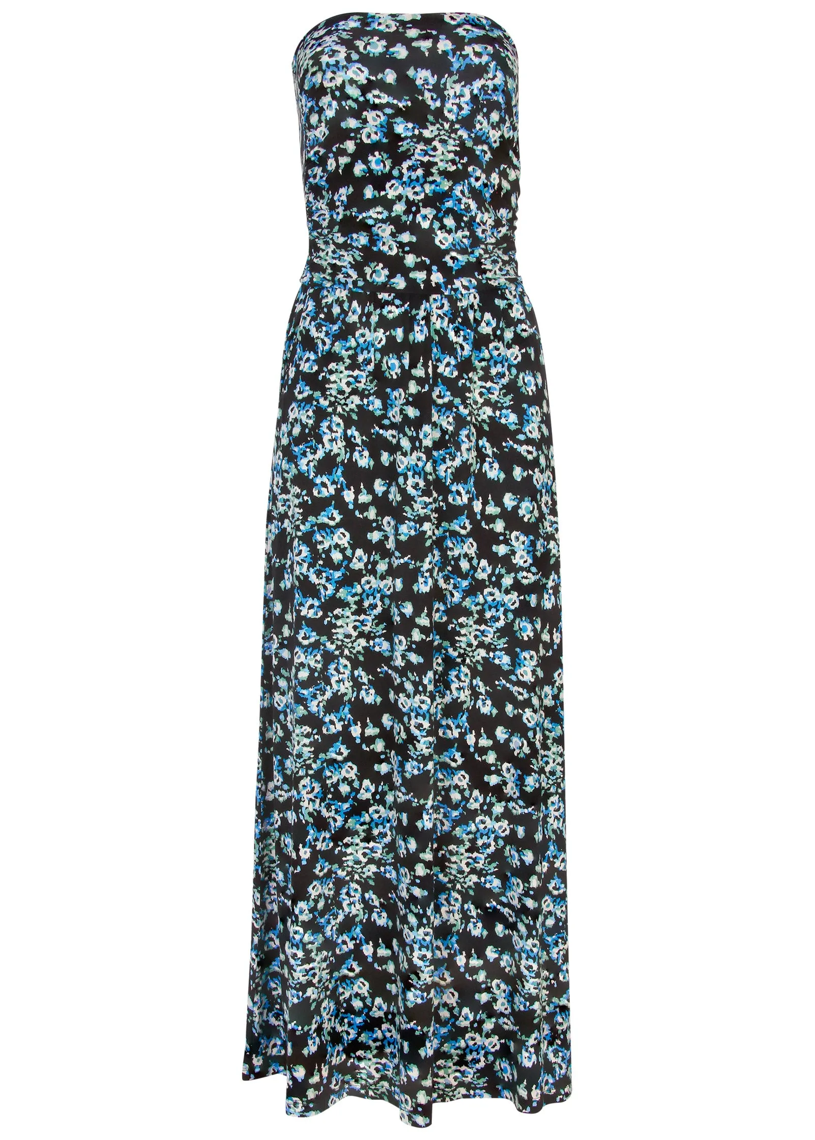 Printed Maxi Dress - Black & Blue