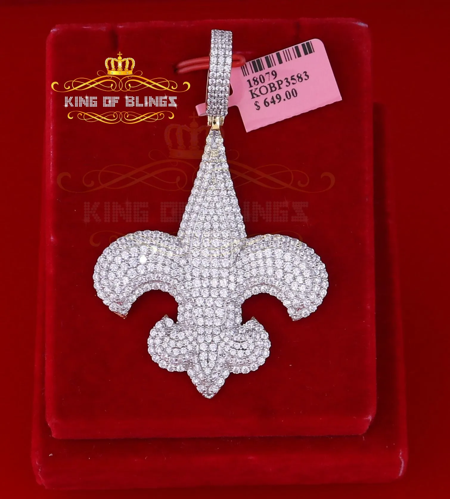 Promise Yellow Sterling Silver Fleur de Lis Pendant with 9.66ct Cubic Zirconia