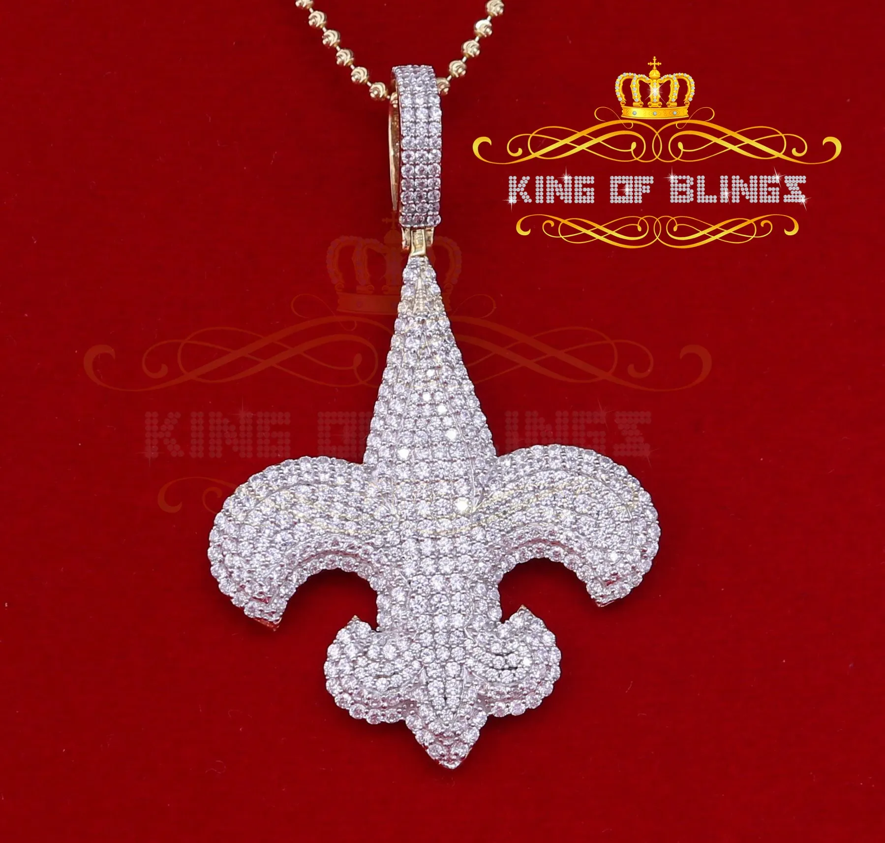 Promise Yellow Sterling Silver Fleur de Lis Pendant with 9.66ct Cubic Zirconia