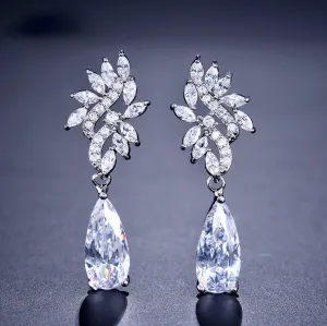 "Azalea" - Silver Cubic Zirconia Bridal Earrings