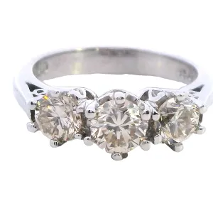 "Radiant Elegance: Exquisite 18ct White Gold Diamond Trilogy Ring"