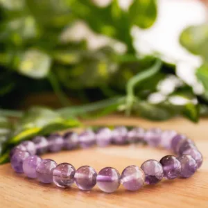 Real Amethyst Beaded Bracelet – Elastic Healing Crystal for Men & Women